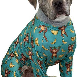 Tooth and Honey Pitbull Pajamas/Monkey Banana Print Dog Onesie Jumpsuit SETPRICE